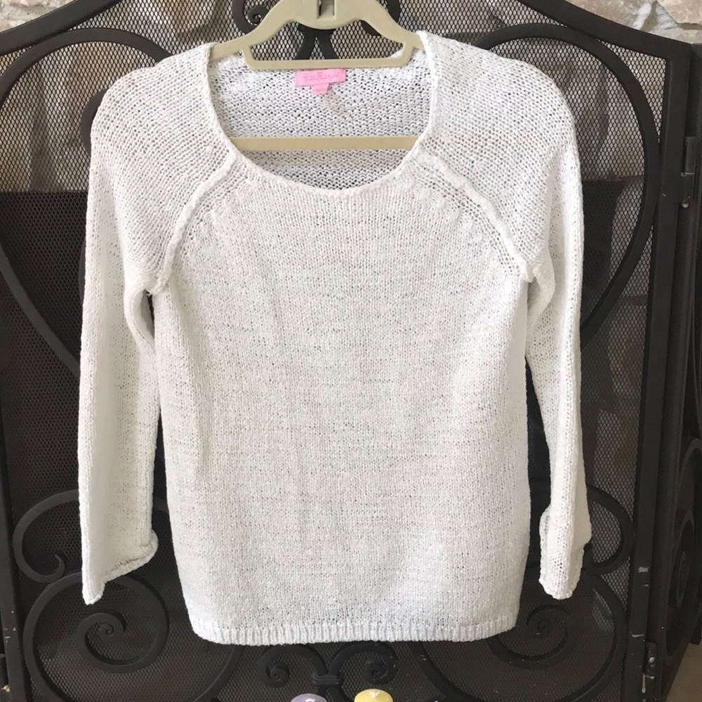 White Lilly Pulitzer light knit sweater